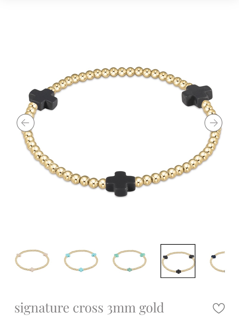 enewton 3mm Gold Beaded Bracelet with Black Cross Accents